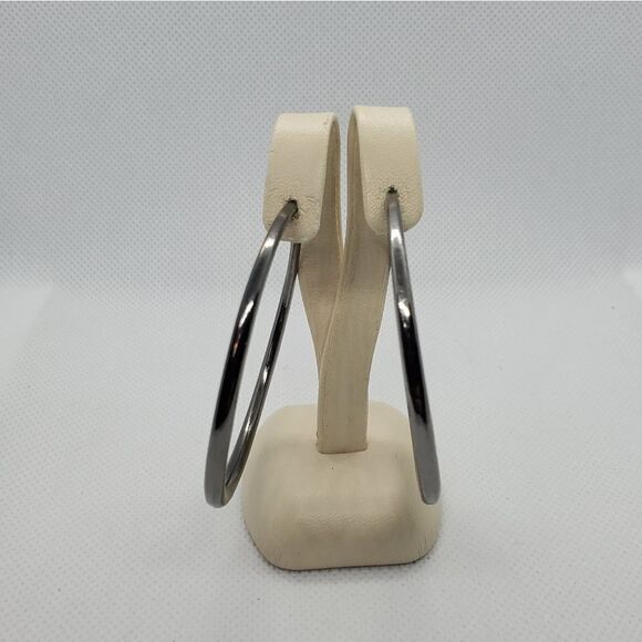 Silver Tone Hoop Earrings  - Picture 2 of 4